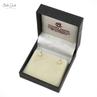 Solitaire Bezel Set Earrings In Pure 14k Yellow Gold G-H Diamond Minimalist Studs