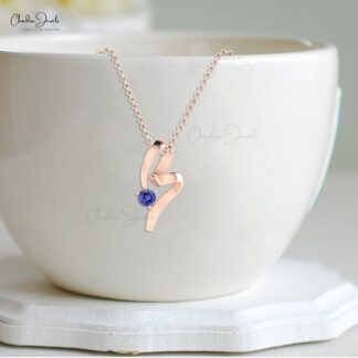 Natural Tanzanite Curved Pendant With 0.49 Ct Gemstone Prong Set In 14k Gold Jewelry