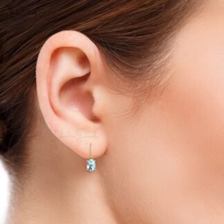Natural Aquamarine Earring with 7x5mm Fish Hook Earwire
