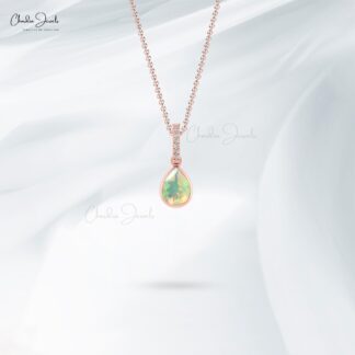 Pear Shape Dangling Charm in 14k Real Gold Fire Opal 8x6mm Ct Gemstone Mom Pendant