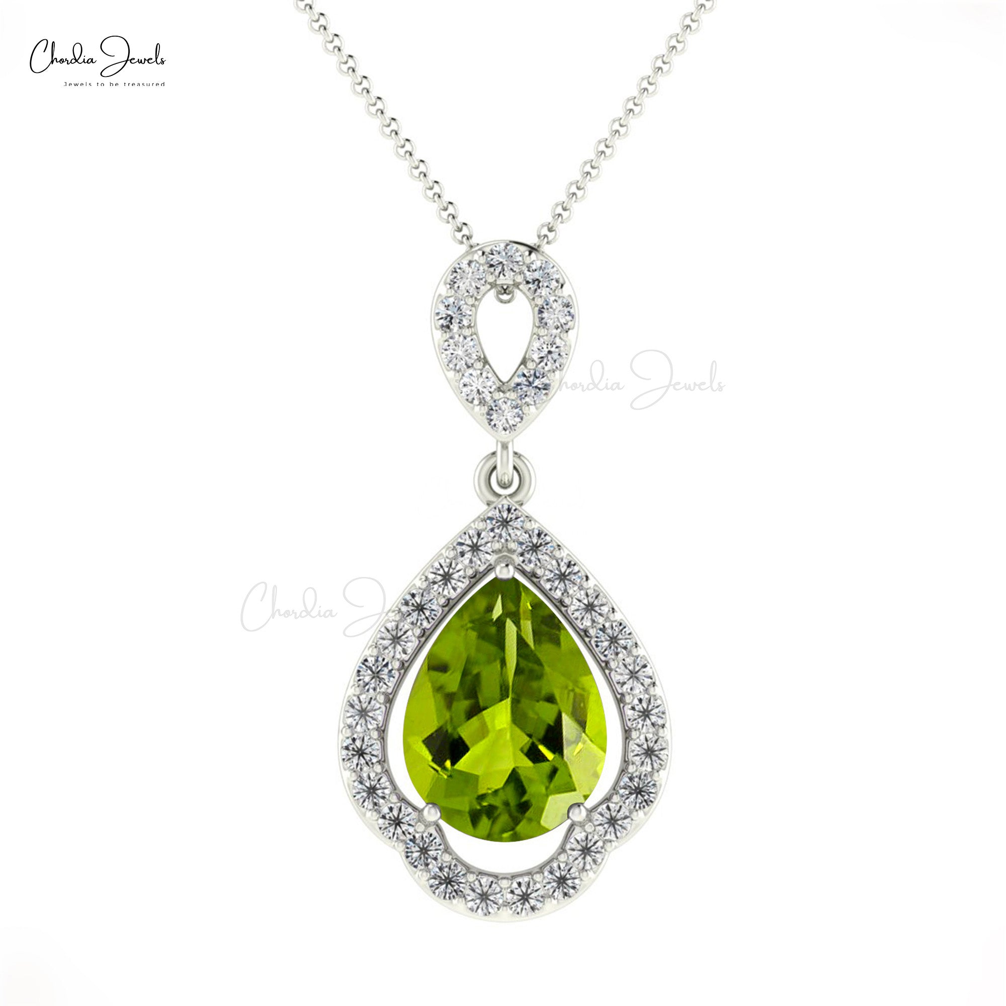 Dangle Diamond Pendant With 1.07 Ct Peridot Art Deco Handmade Pendant In 14k Pure Gold