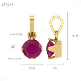 Claw Set 4mm Natural Red Ruby Solitaire Pendant