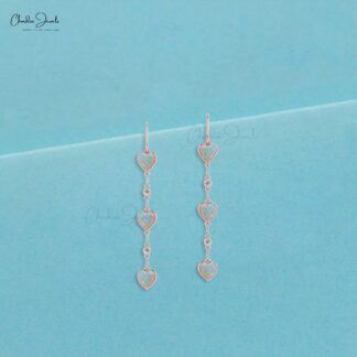 Heart Shaped Opal Drop Dangle Earring With 14k Gold Chain