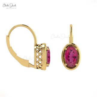 7x5mm Natural Tourmaline Lever Back Hoop Earring