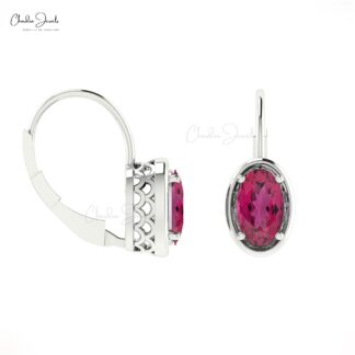 7x5mm Natural Tourmaline Lever Back Hoop Earring