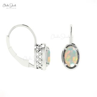 7x5mm Natural Opal Lever Back Hoop Earring