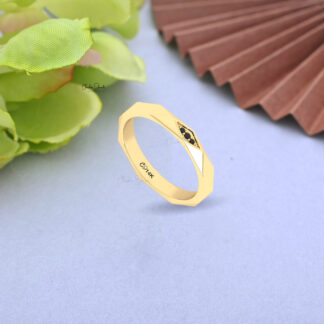 Modern Geometric Ring with Black Diamonds in 14K Gold