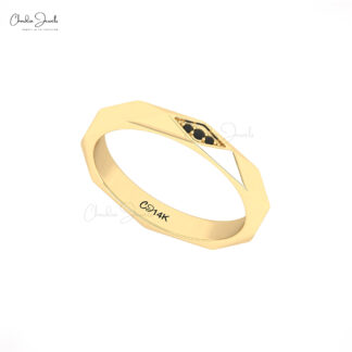 Minimalist Black Diamond Ring Crafted in 14K Yellow Gold