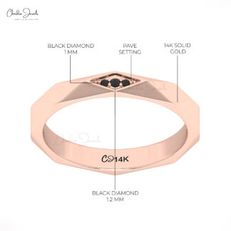 Contemporary Black Diamond Statement Ring in 14K Gold