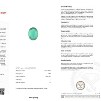 100% Natural High Quality 2.83 Ct Emerald Oval Cut Gemstone, 1 Piece