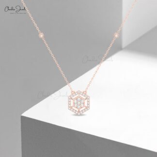 16mm White Diamond Cluster Necklace in 14K Solid Gold by Chordia Jewels
