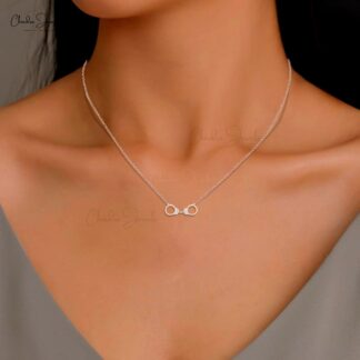 CJ 14k Gold Handcuff Necklace with White Diamonds