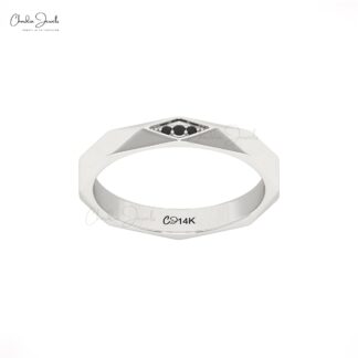 14K Gold Black Diamond Ring with Minimalist Geometric Design