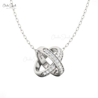 14K Gold ‘X’ Shaped Diamond Pendant for Women