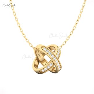 14K Gold ‘X’ Shaped Diamond Pendant for Women