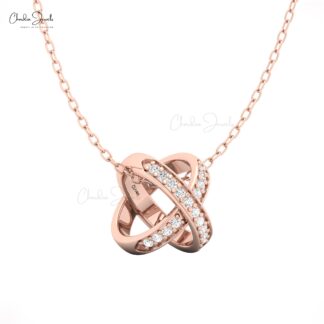 14K Gold ‘X’ Shaped Diamond Pendant for Women