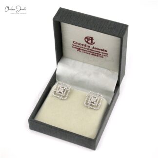Dainty Diamond Stud Earring In 18k White Gold Diamond Certified Minimalist Earrings