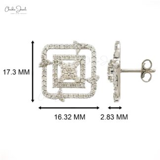 Dainty Diamond Stud Earring In 18k White Gold Diamond Certified Minimalist Earrings