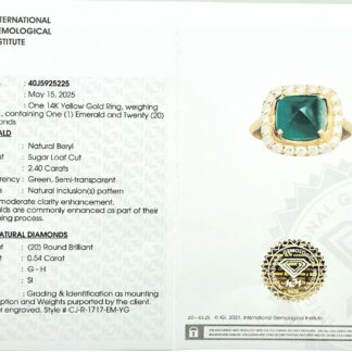 Halo Engagement Ring With 9.5mm Emerald Gemstone And Diamond 14k Yellow Gold Ring Sizesss US7