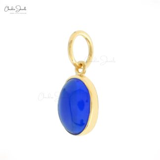 Single Stone Oval Pendant In 925 Silver Blue Opal Solitaire Necklace For Her