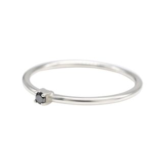 High Quality 0.04 Ct Black Diamond 925 Sterling Silver Solitaire Stackable Ring