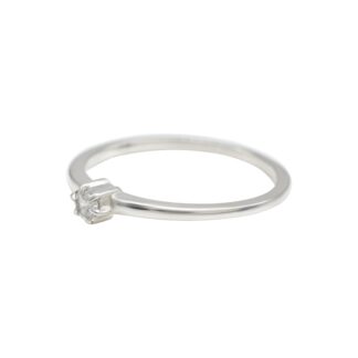 Brilliant Cut Solitaire Ring In 925 Sterling Silver White Zircon Minimalist Rings For Her
