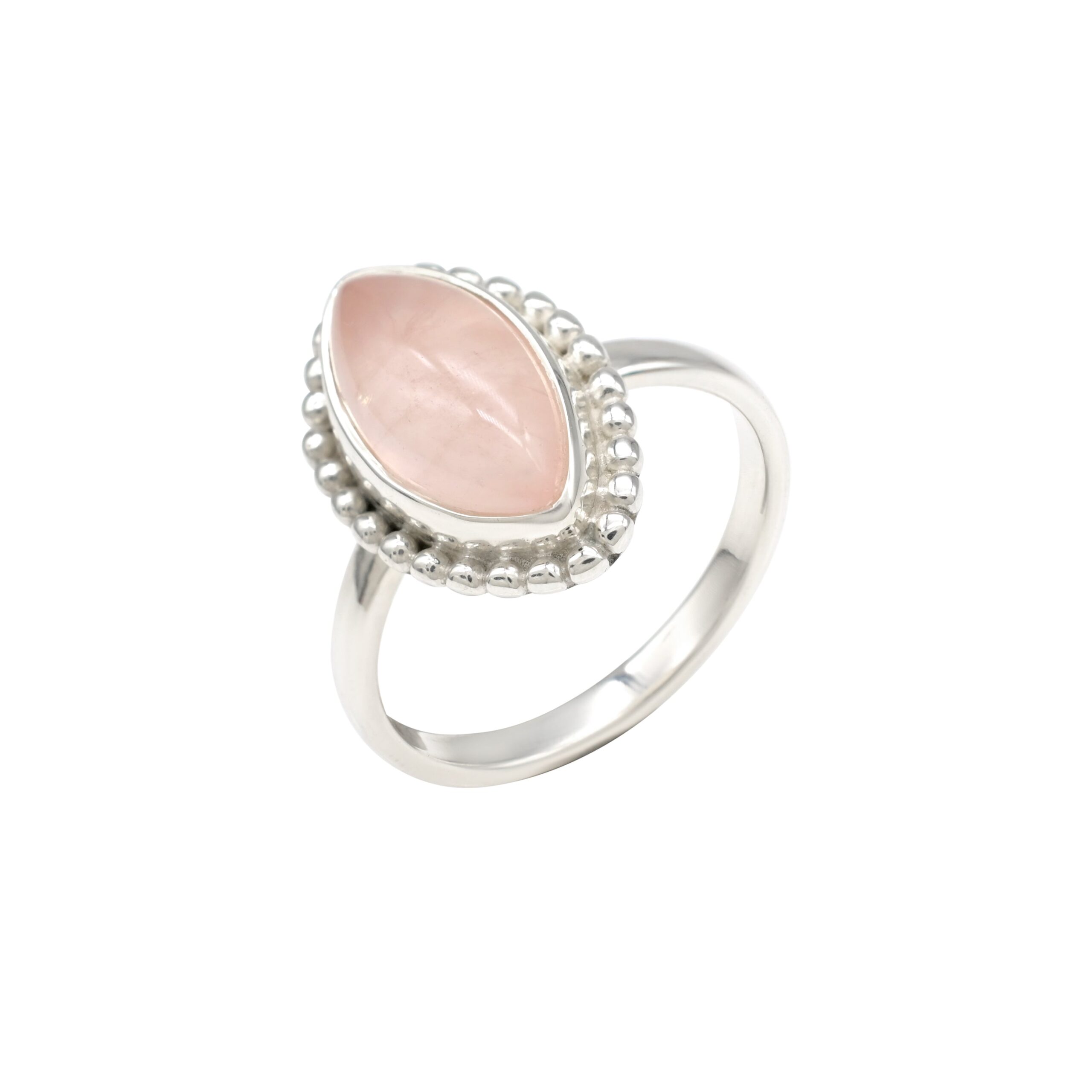 Top Quality 3.8 Ct Rose Quartz 925 Sterling Silver Solitaire Gemstone Rings For Women