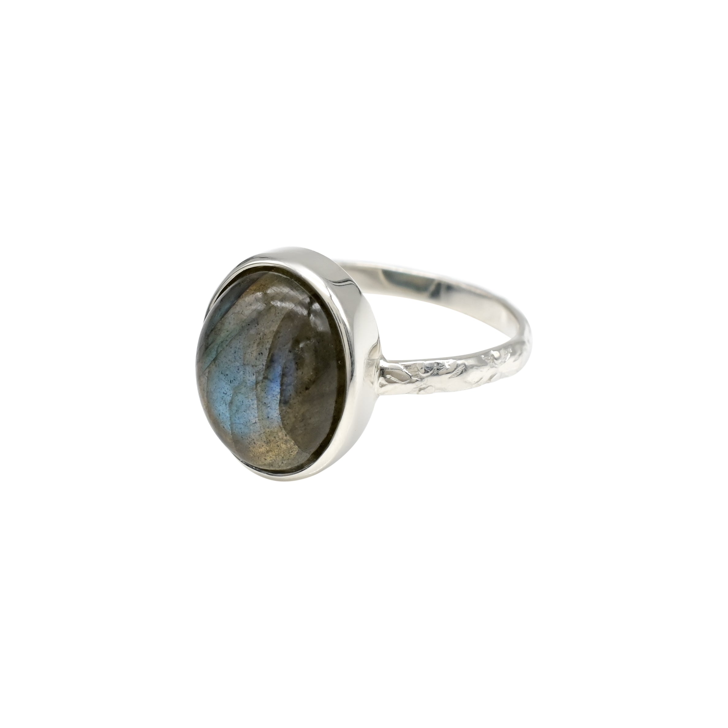 Oval Solitaire Ring In 925 Sterling Silver Labradorite 5.5 Ct Gemstone Bridal Rings