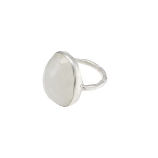High Quality Solitaire Ring In 925 Silver Faceted Rainbow Moonstone Handmade Ring
