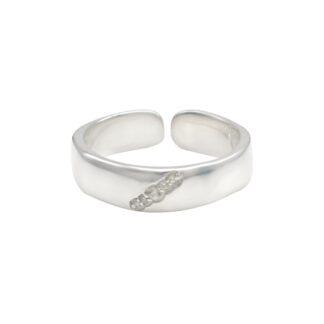 Dainty Round Cut 0.05 Ct White Zircon Pave Set In 925 Sterling Silver Stack Ring