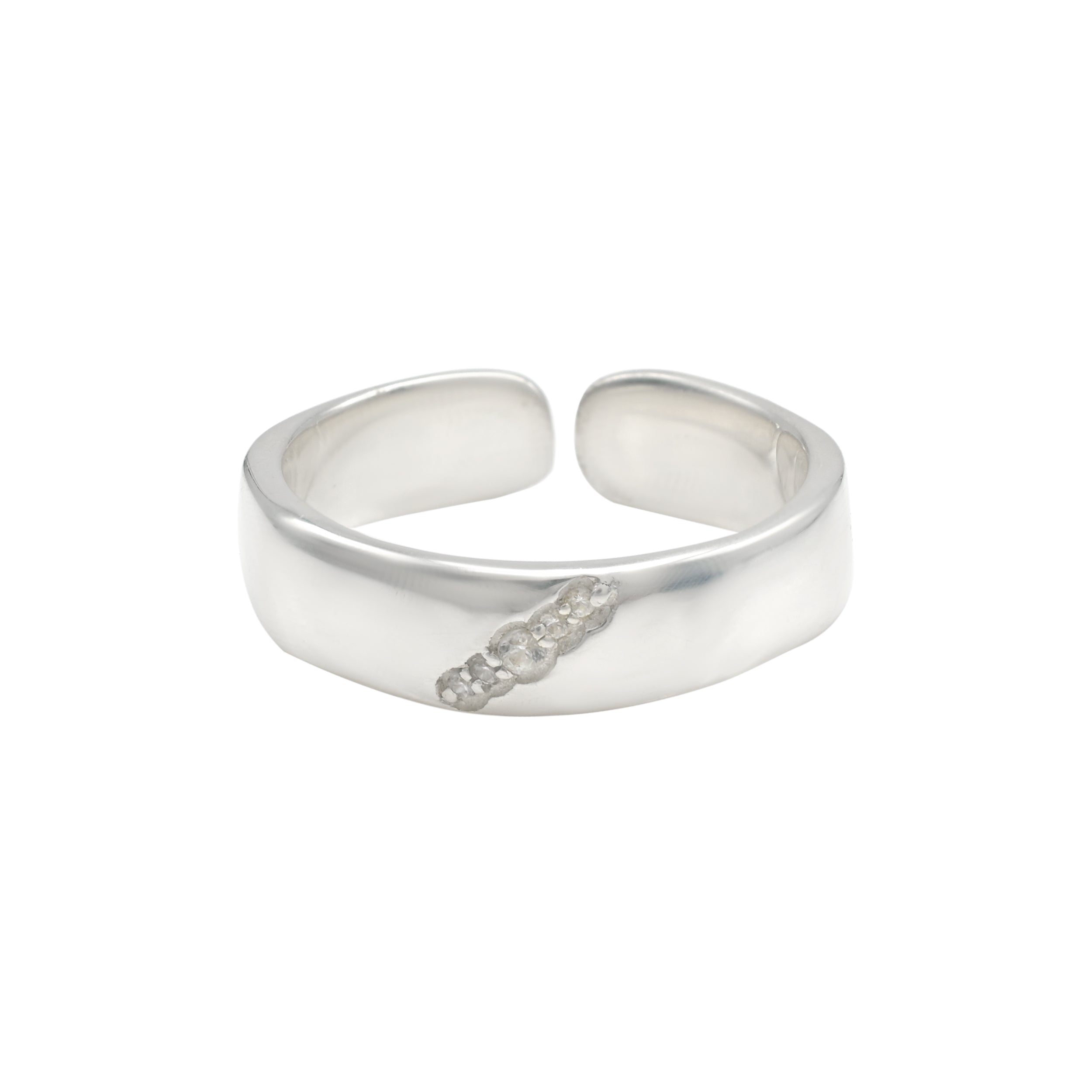 Dainty Round Cut 0.05 Ct White Zircon Pave Set In 925 Sterling Silver Stack Ring