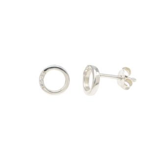 Top Quality 0.04 Ct White Zircon Pave In 925 Sterling Silver Minimalist Stud Earrings