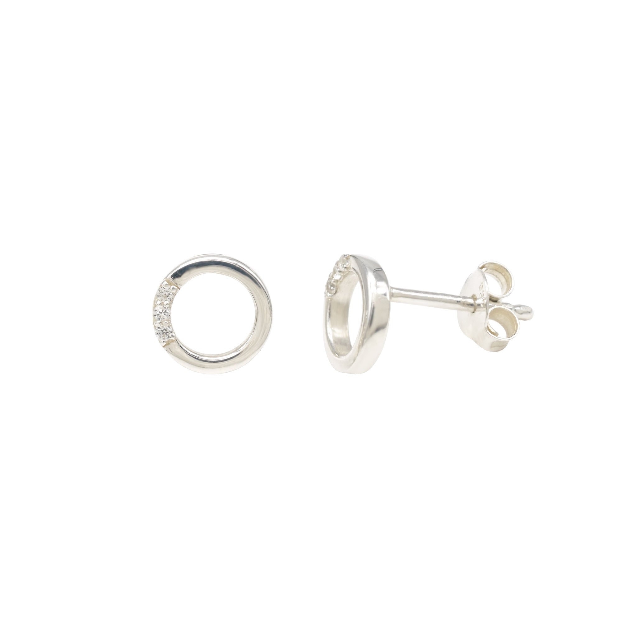 Top Quality 0.04 Ct White Zircon Pave In 925 Sterling Silver Minimalist Stud Earrings