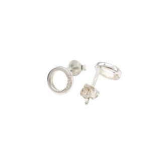 Top Quality 0.04 Ct White Zircon Pave In 925 Sterling Silver Minimalist Stud Earrings