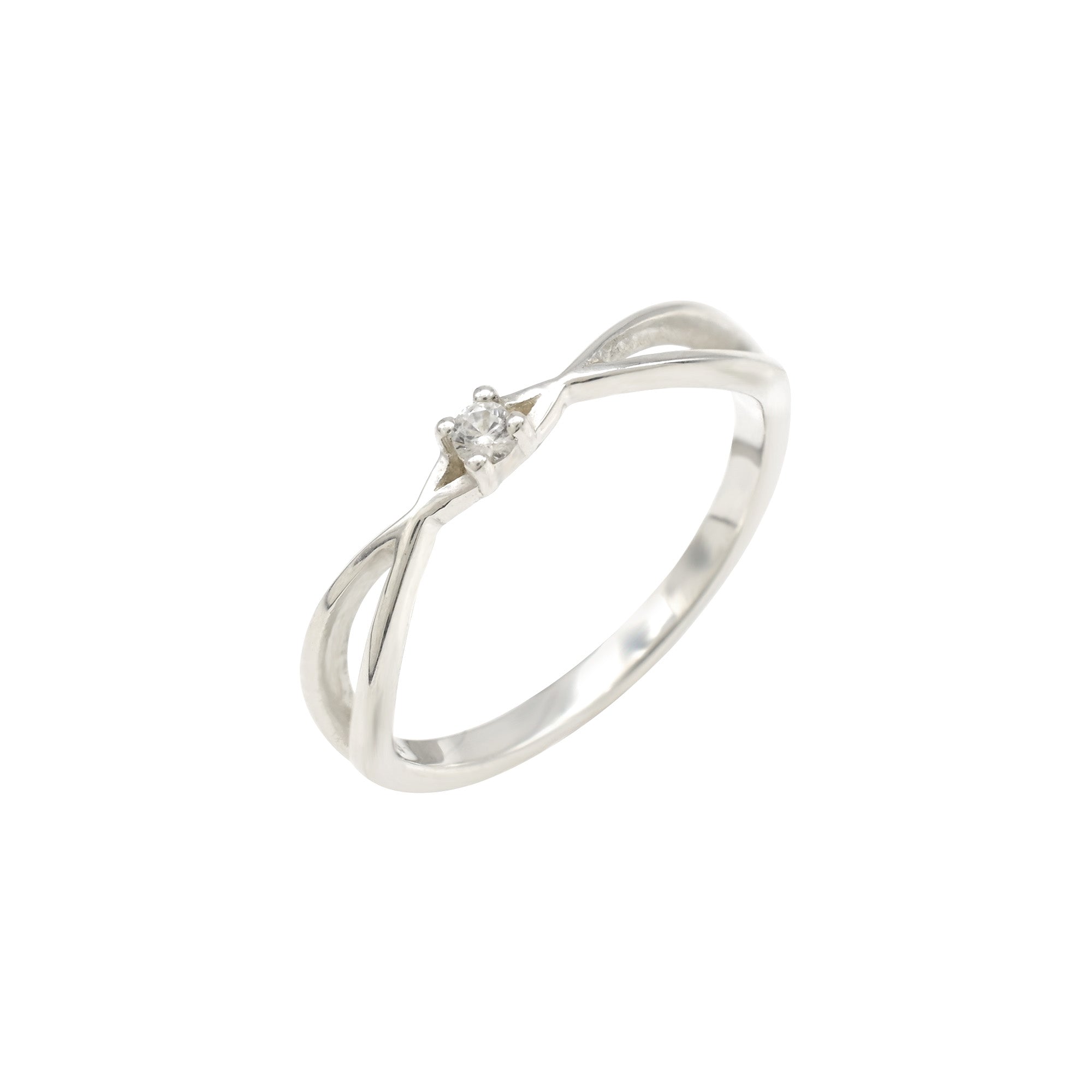 High Quality White Diamond Brilliant Cut Split Shank Ring In 925 Sterling Silver
