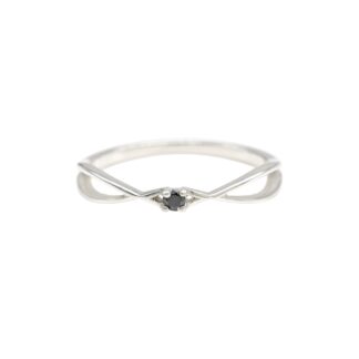 Solitaire Split Shank Ring With 0.03 Ct Black Diamond April Birthstone Solid Silver Ring