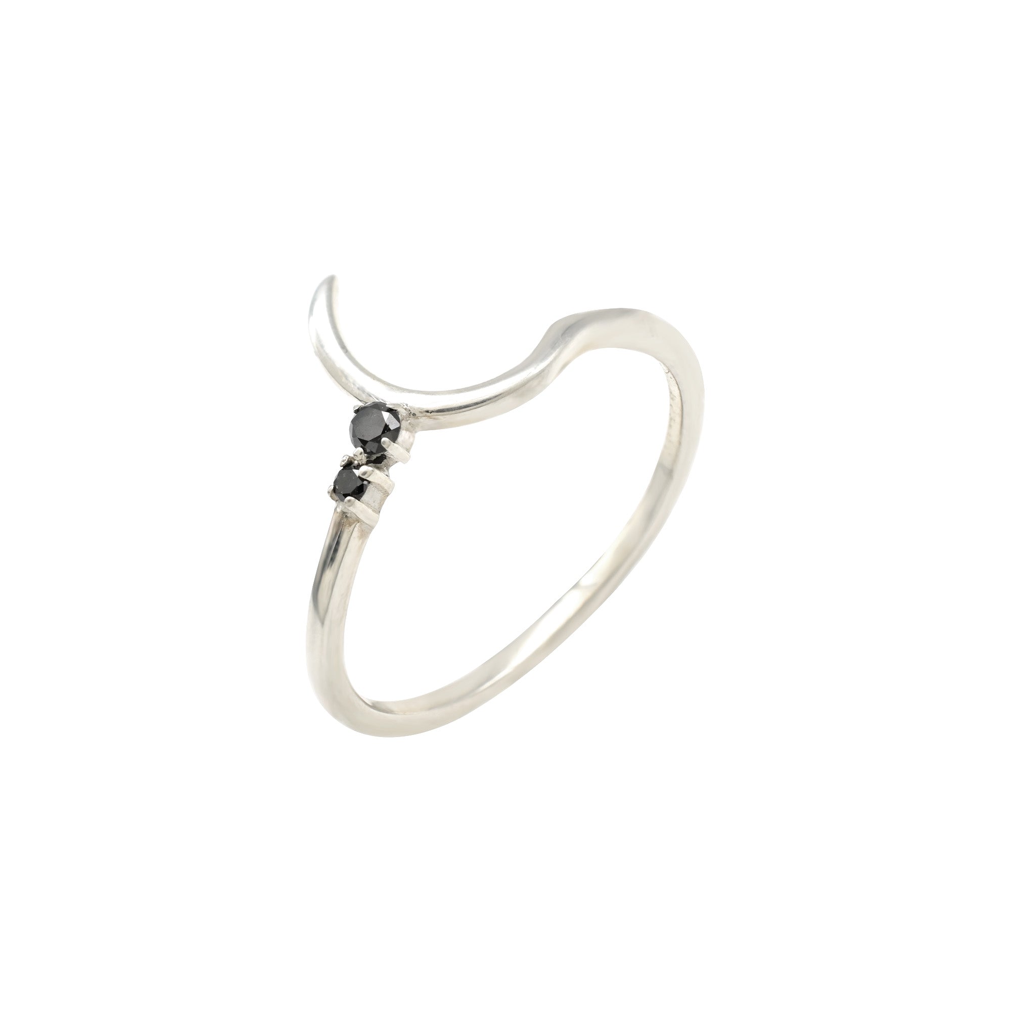 Two Stone High Polish 925 Sterling Silver Black Diamond Unique Rings For Women