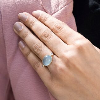 Statement 3 Stone Ring In Real 14k Yellow Gold Aquamarine 8.65 Ct Oval And Diamond Rings
