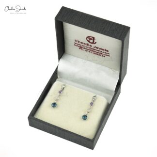 Four Stone Push Back Earrings In 925 Sterling Silver Multi Gemstone Women Earrings