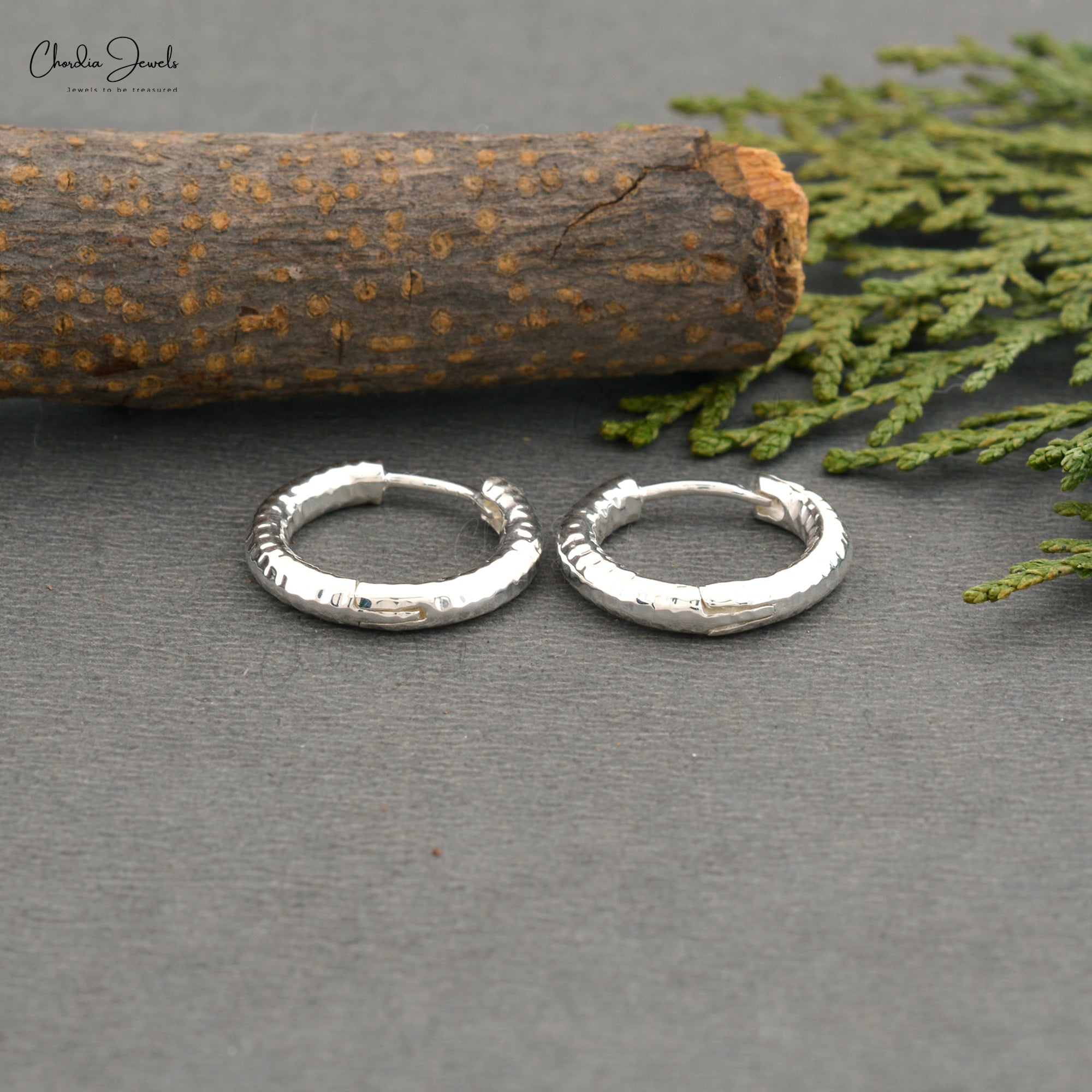 Hammered Hoop 925 Sterling Silver Hinge Back Minimalist Earrings For Women