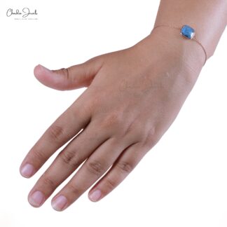 Cushion Cut Gemstone Bracelet In 14k Rose Gold Swiss Blue Topaz Solitaire Bracelets