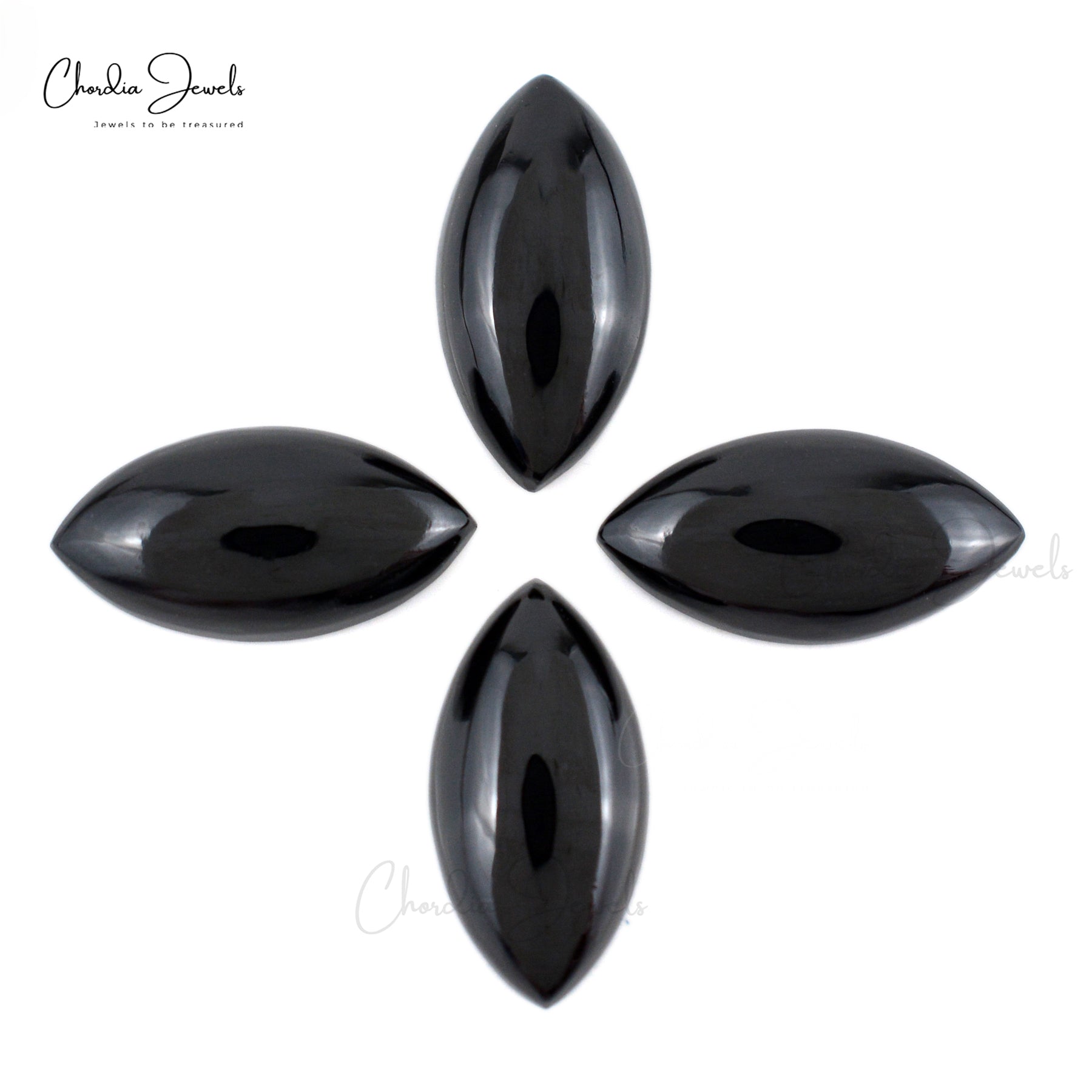 Natural Marquise Cabochon 9.25 Carat Black Spinel Loose Gemstone For Jewelry, 4 Piece