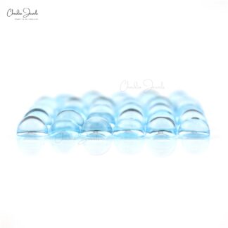 Natural Sky Blue Topaz Cabochon 4mm Loose Gemstone Lot For Jewelry Making, 29 Piece