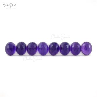 Natural Loose Gemstone Amethyst 10×8 Oval Rose Cut Stone for Necklace, 8 Piece