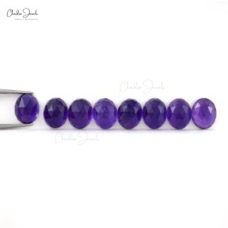 Natural Loose Gemstone Amethyst 10×8 Oval Rose Cut Stone for Necklace, 8 Piece