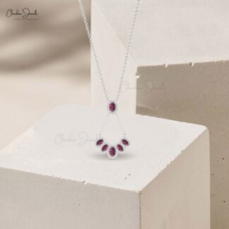 Dual Birthstone Chain Necklace In 14k Gold Rhodolite Garnet Multi Halo Diamond Necklaces