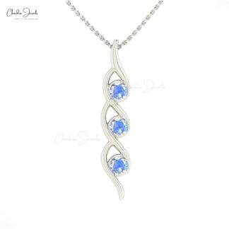 Round Cut 3 Stone Pendant With 0.66 Ct Rainbow Moonstone Pave Set In 14k Gold Pendants