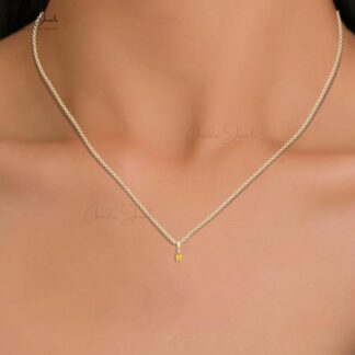 Diamond Accented Pendant In 14k Solid Gold With 7x5mm Yellow Sapphire Two Stone Pendant For Gf