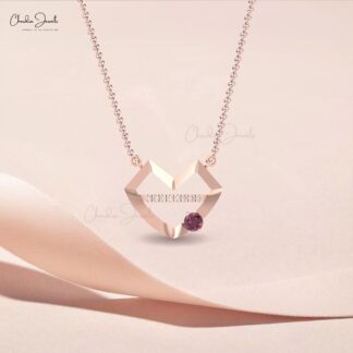 Gemstone Hubb Chain Necklace With 0.24 Ct Rhodolite Garnet Diamond Pave 14k Gold Necklaces