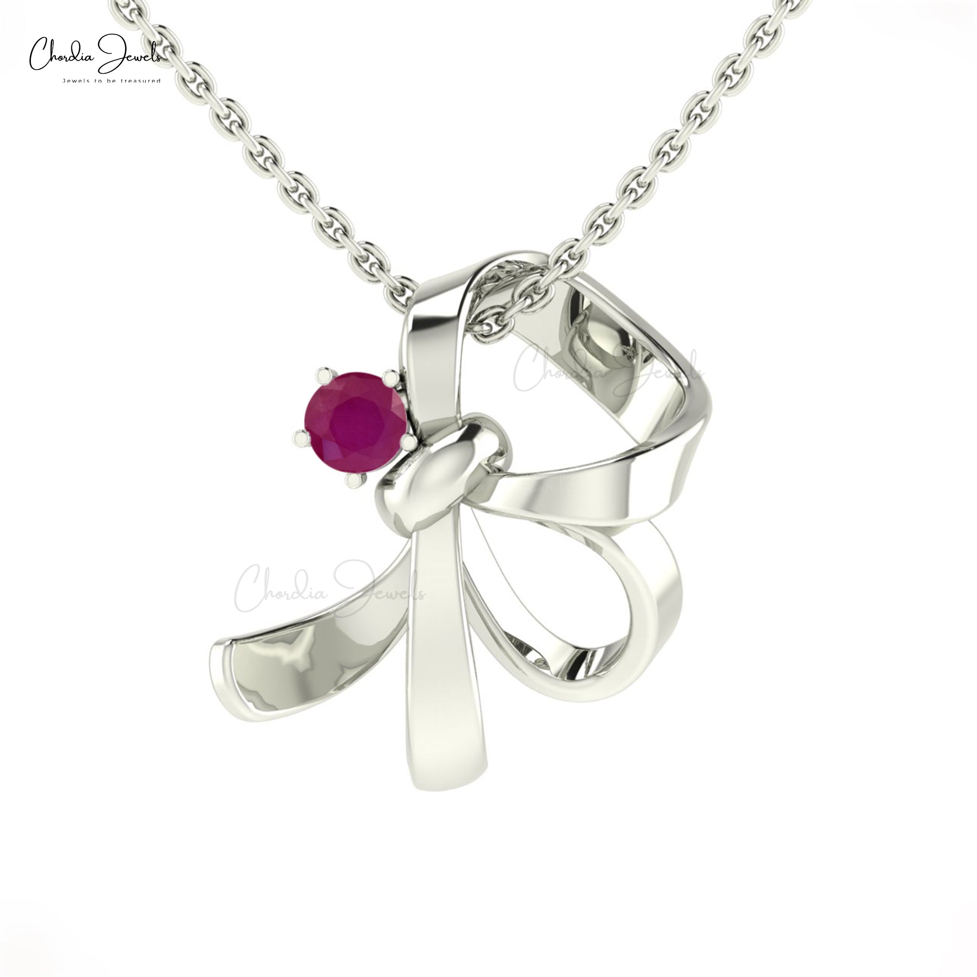 Single Stone Knot Pendant With 0.11 CTW Burma Ruby Prong Set In 14k Real Gold Necklace